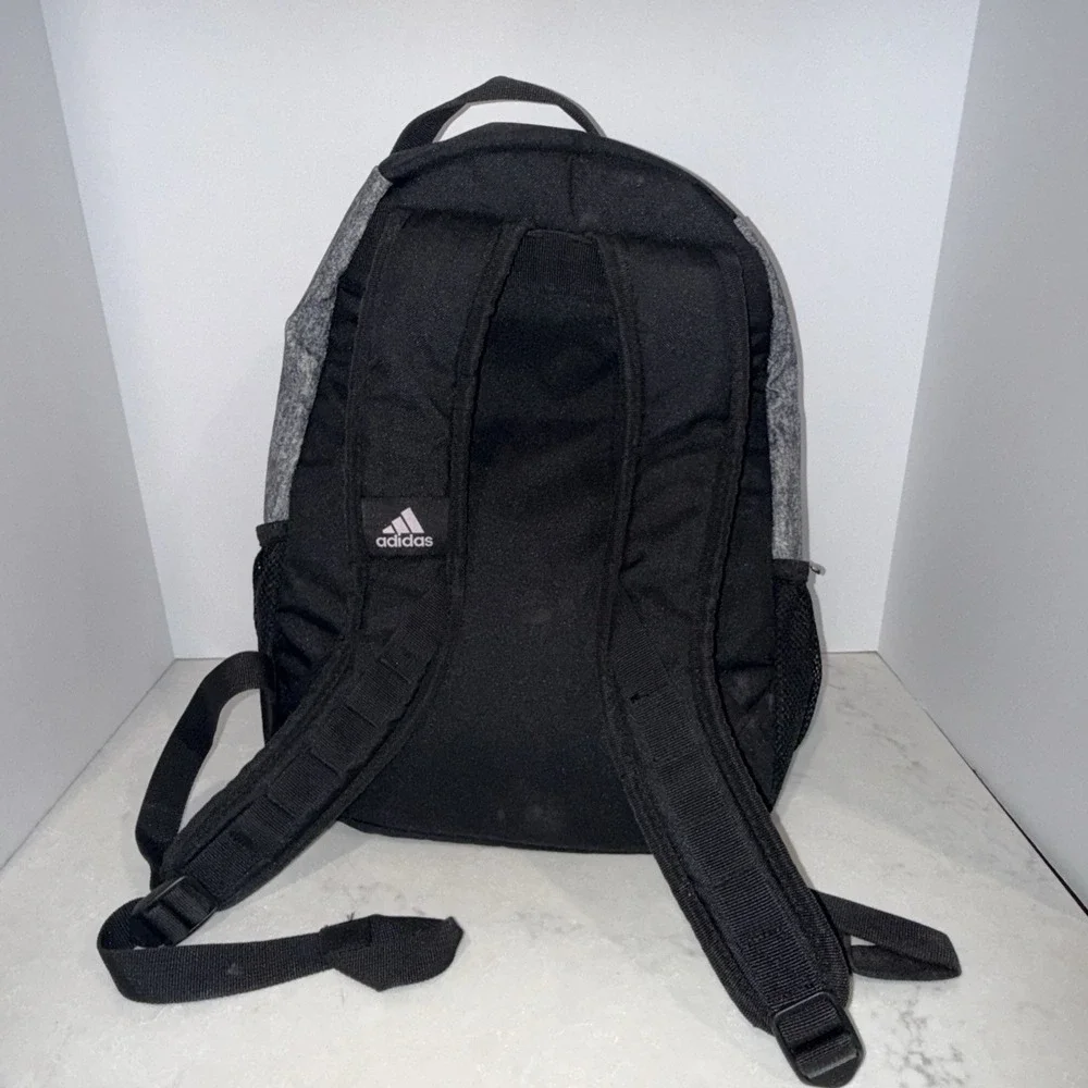 adidas Heathered Gray/Black Backpack Zip Closure Padded Adjustable Straps